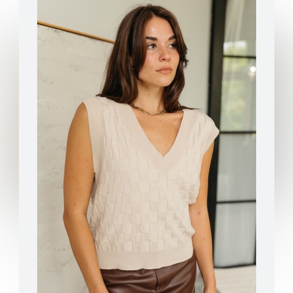 porter st Sweaters - Porter St Sofia Checked Sweater Vest